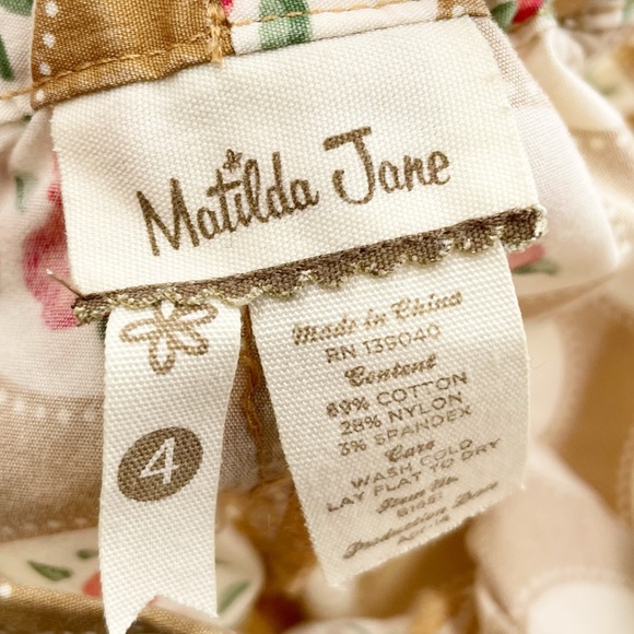 Matilda Jane Secret Fields Cameo Ruffles Pant Rose Floral Print Girl's Size 4 - Picture 4 of 5